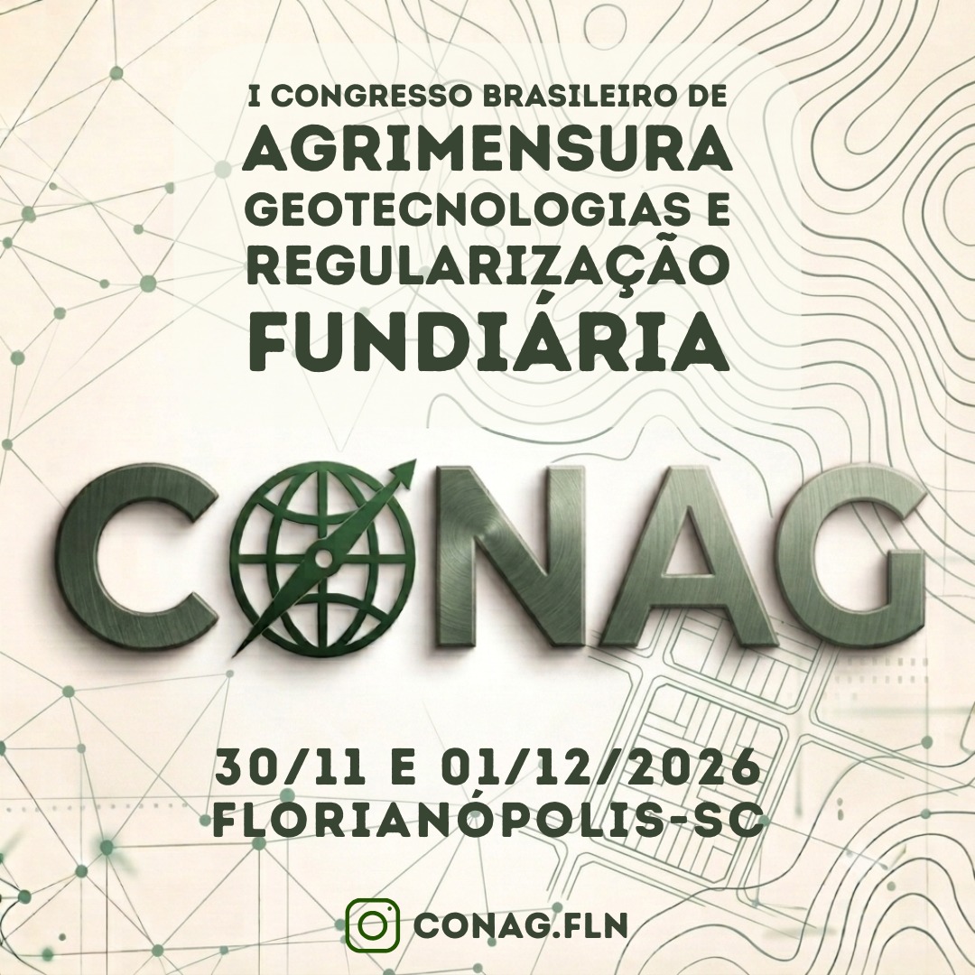 Cartaz do I Congresso Brasileiro de Agrimensura, Geotecnologias e Regularização Fundiária